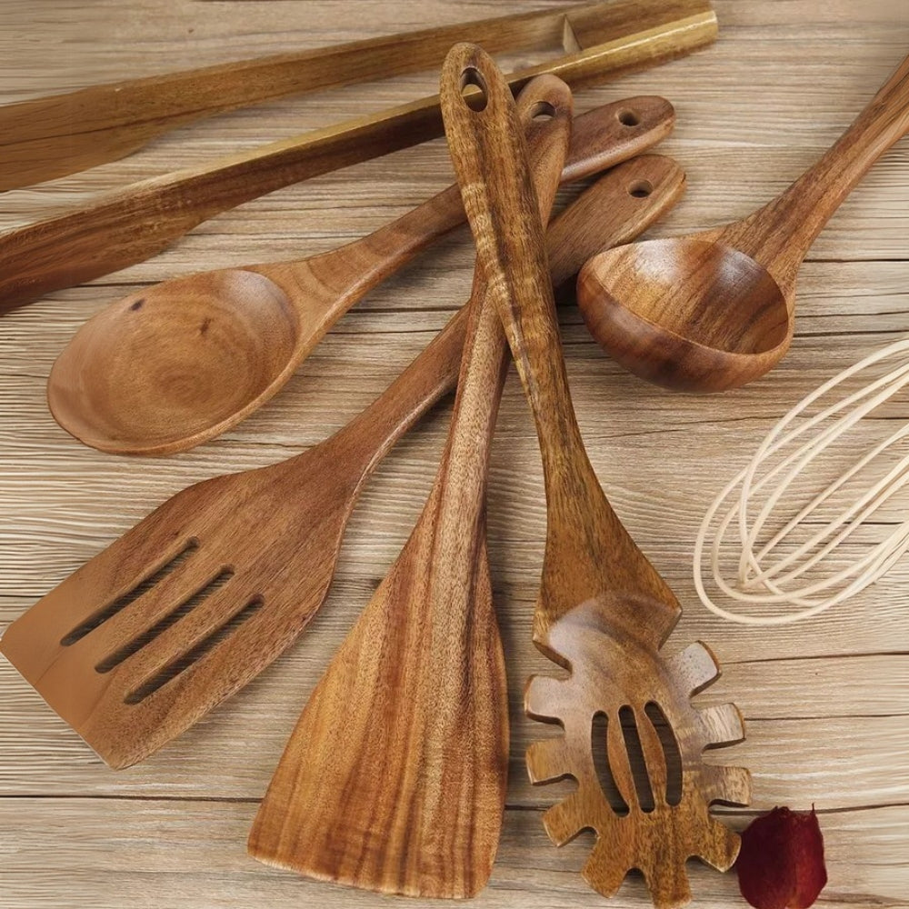 Wynter Wooden Cooking Utensils Set | Eco-Friendly, 7-Piece Durable Collection