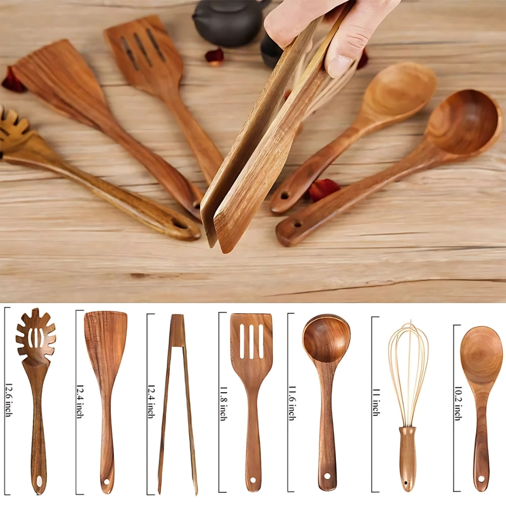 Wynter Wooden Cooking Utensils Set | Eco-Friendly, 7-Piece Durable Collection