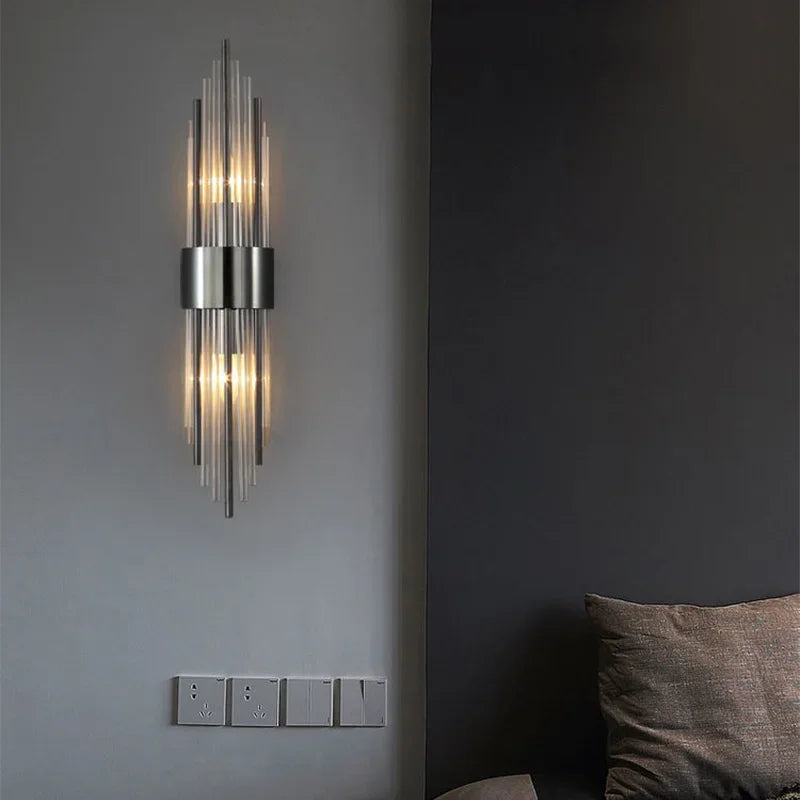 Zara Crystal Wall Light | Gold-Plated LED Sconce for Elegant Bathrooms and Interiors