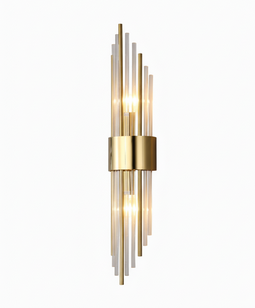 Zara Crystal Wall Light | Gold-Plated LED Sconce for Elegant Bathrooms and Interiors