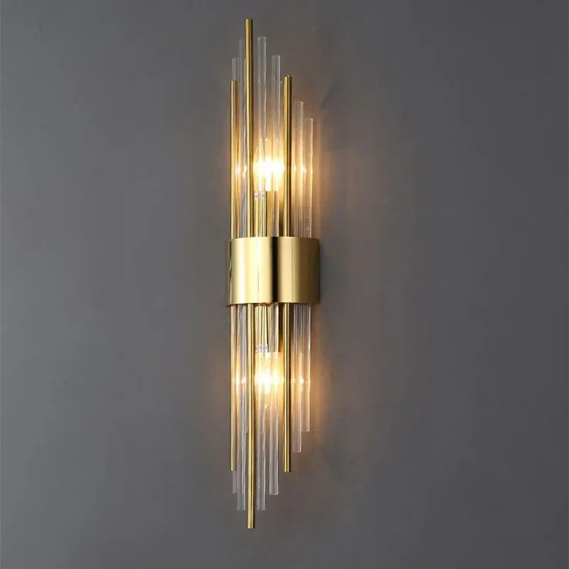 Zara Crystal Wall Light | Gold-Plated LED Sconce for Elegant Bathrooms and Interiors